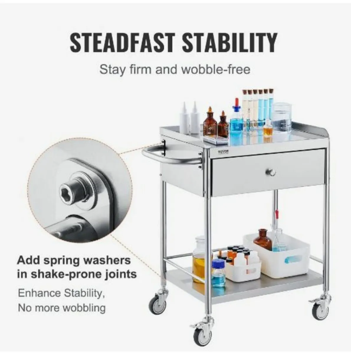 Medical Cart, 2 Layers Stainless Steel - Image 4