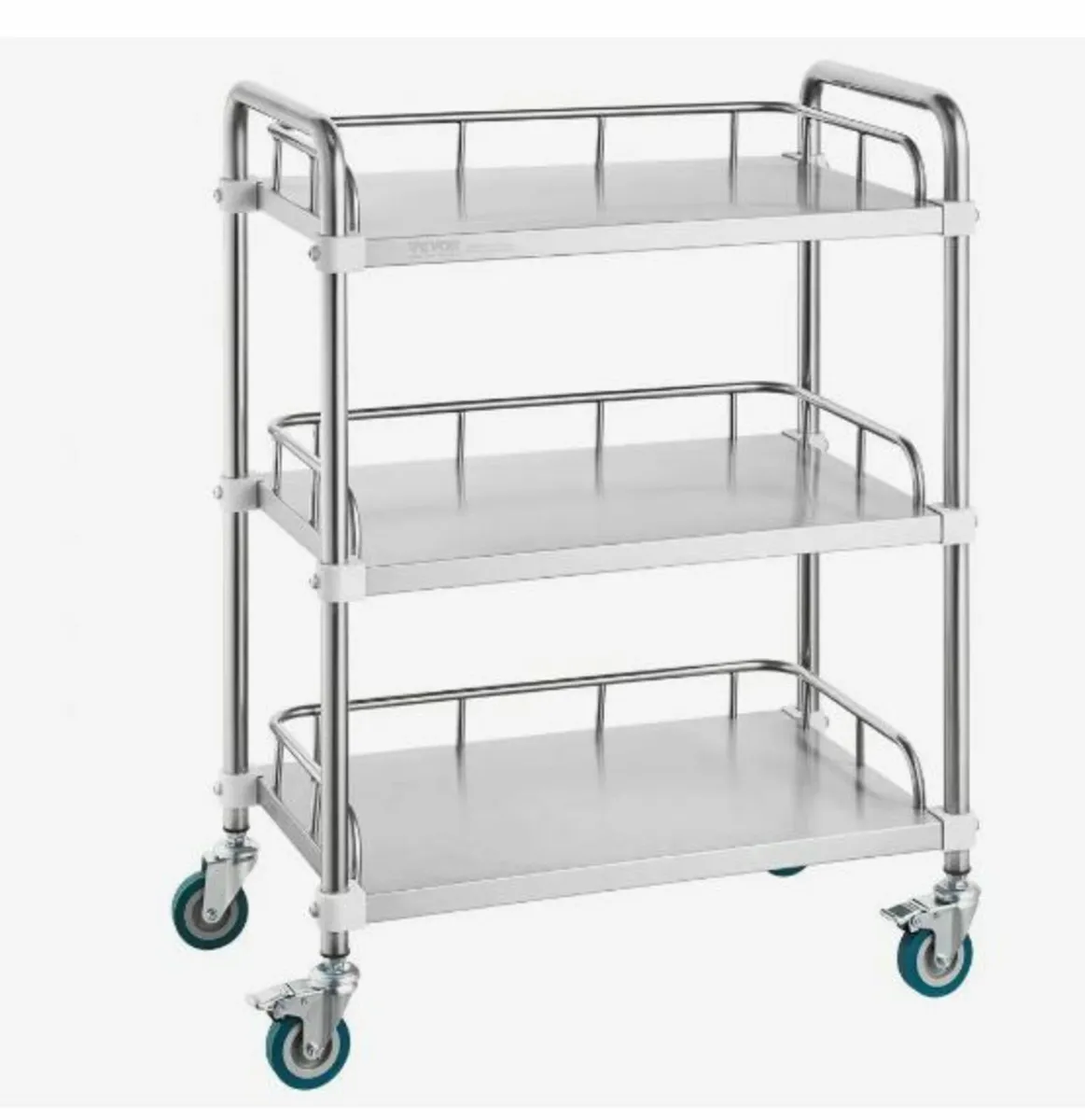 Lab Rolling Cart, 3-Shelf Stainless Steel - Image 1