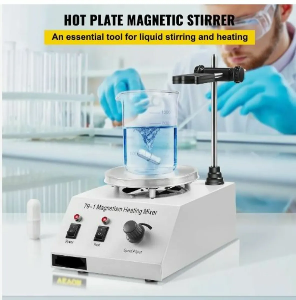 Laboratory Magnetic Stirrer Hot Plate 1L Speed - Image 2