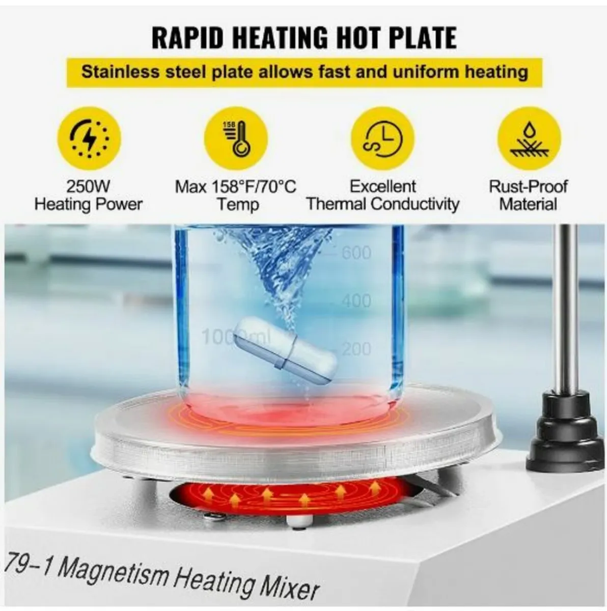 Laboratory Magnetic Stirrer Hot Plate 1L Speed - Image 3