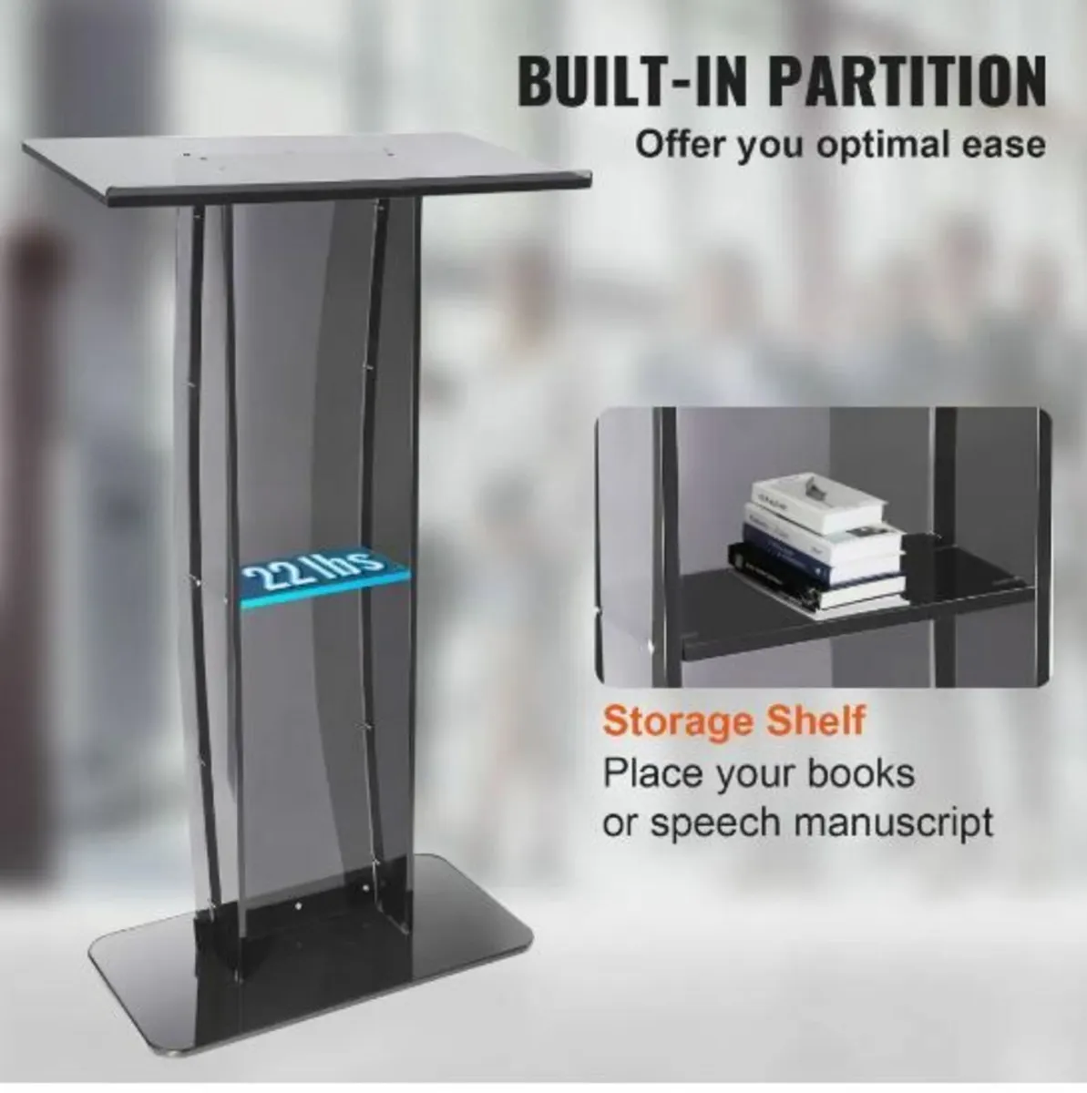 Acrylic Podium, 119 cm Tall, Acrylic Podium Stand - Image 2