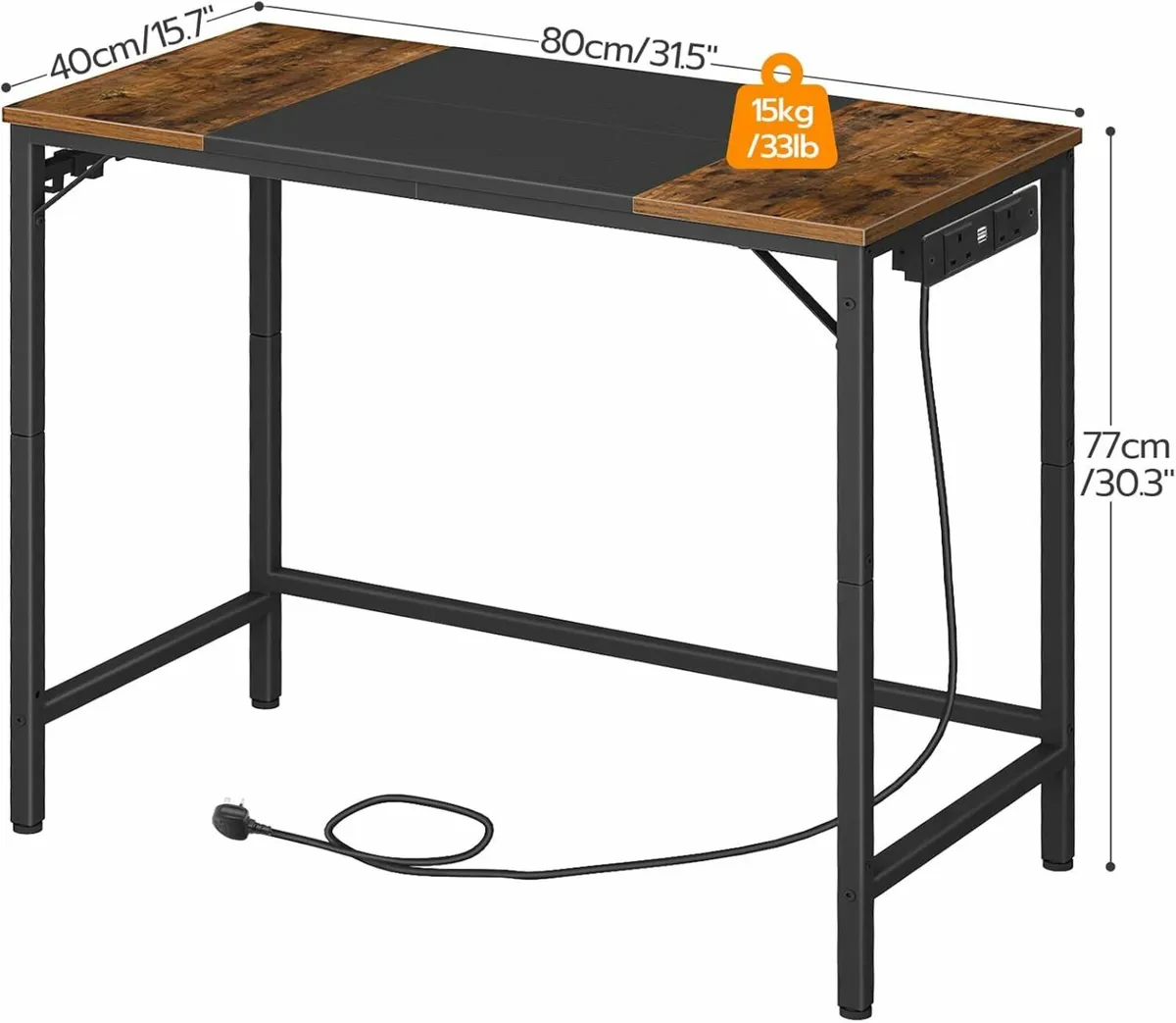 Computer Home Office Gaming Desk 80x40cm Brown - Image 4