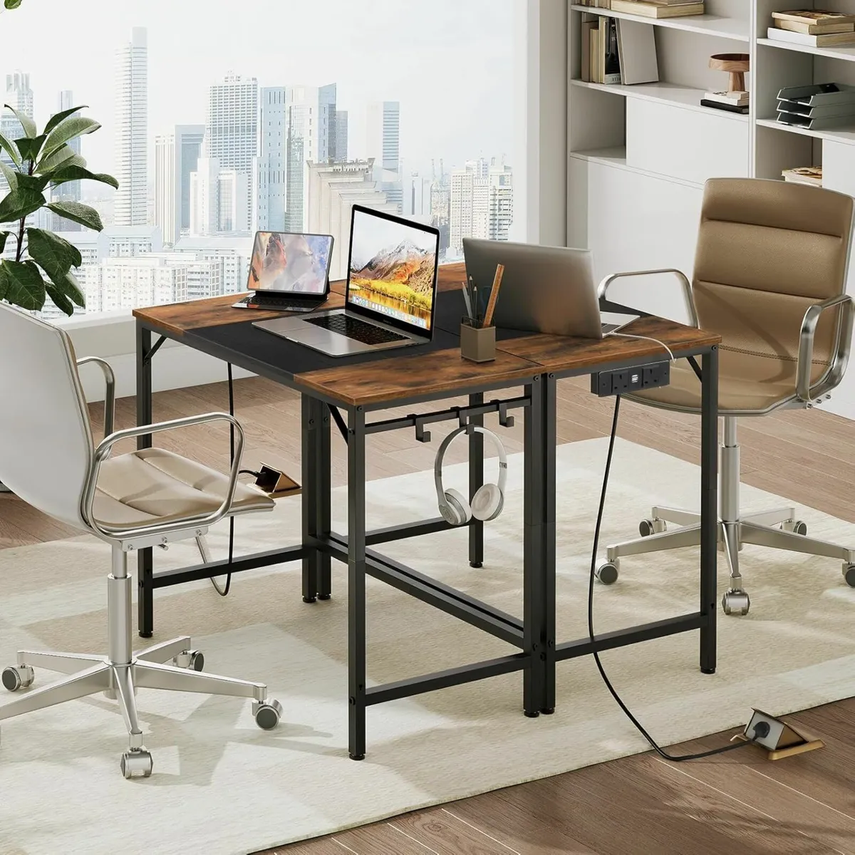 Computer Home Office Gaming Desk 80x40cm Brown - Image 1