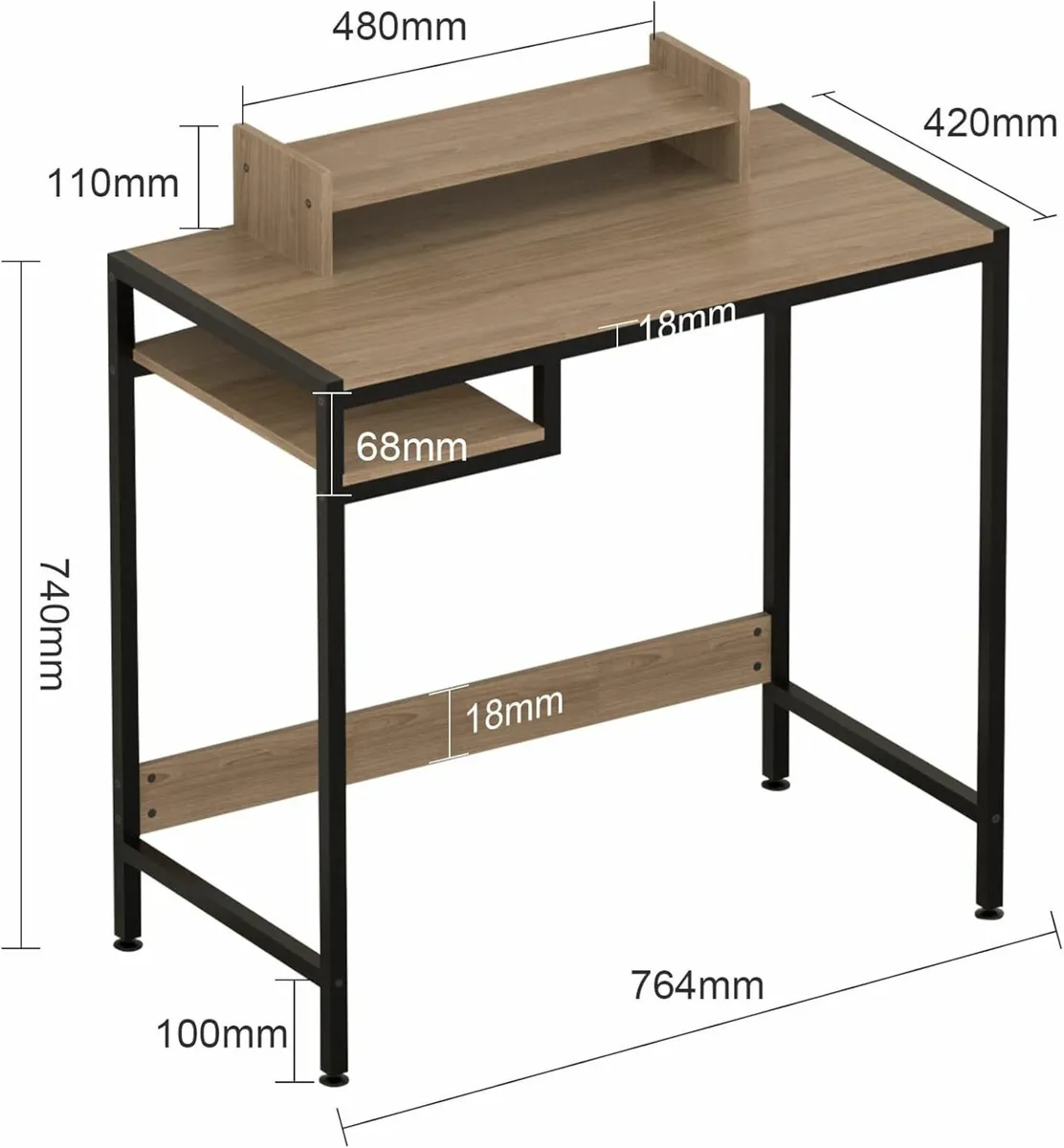 Gaming Computer Desk 80x42cm Office Desk Storage - Image 3