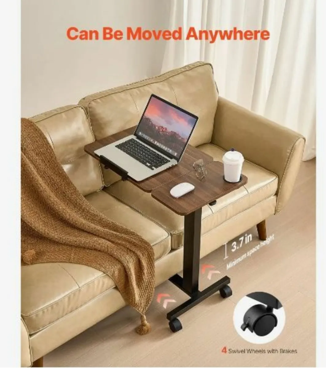 Overbed Table Mobile Bed Side Desk - Image 4