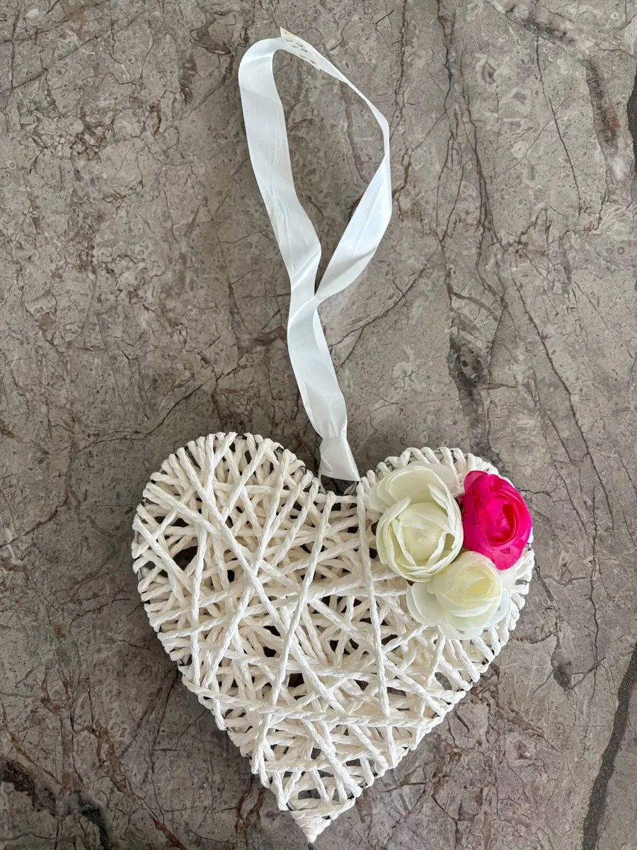 Wedding Decorations- White Wicker Hearts - Image 2