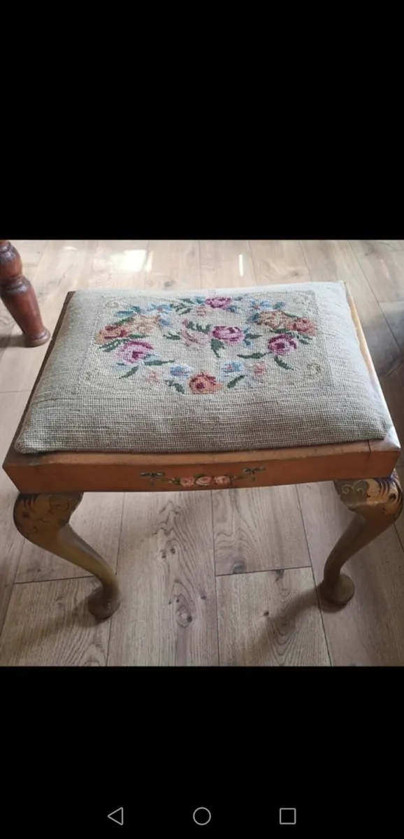 Needlepoint Dressing Table / Piano Stool