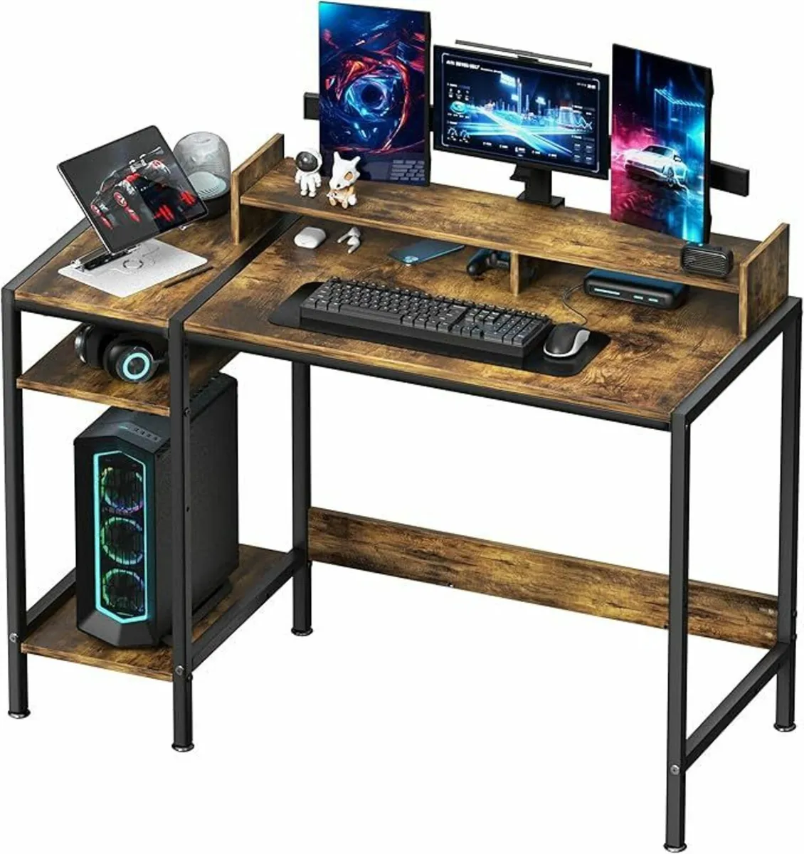 Gaming Computer Desk 100x45cm Office Desk Brown - Image 2