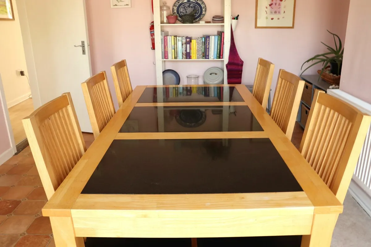 Beech Kitchen Table + 6 Chairs – Granite Inset - Image 2
