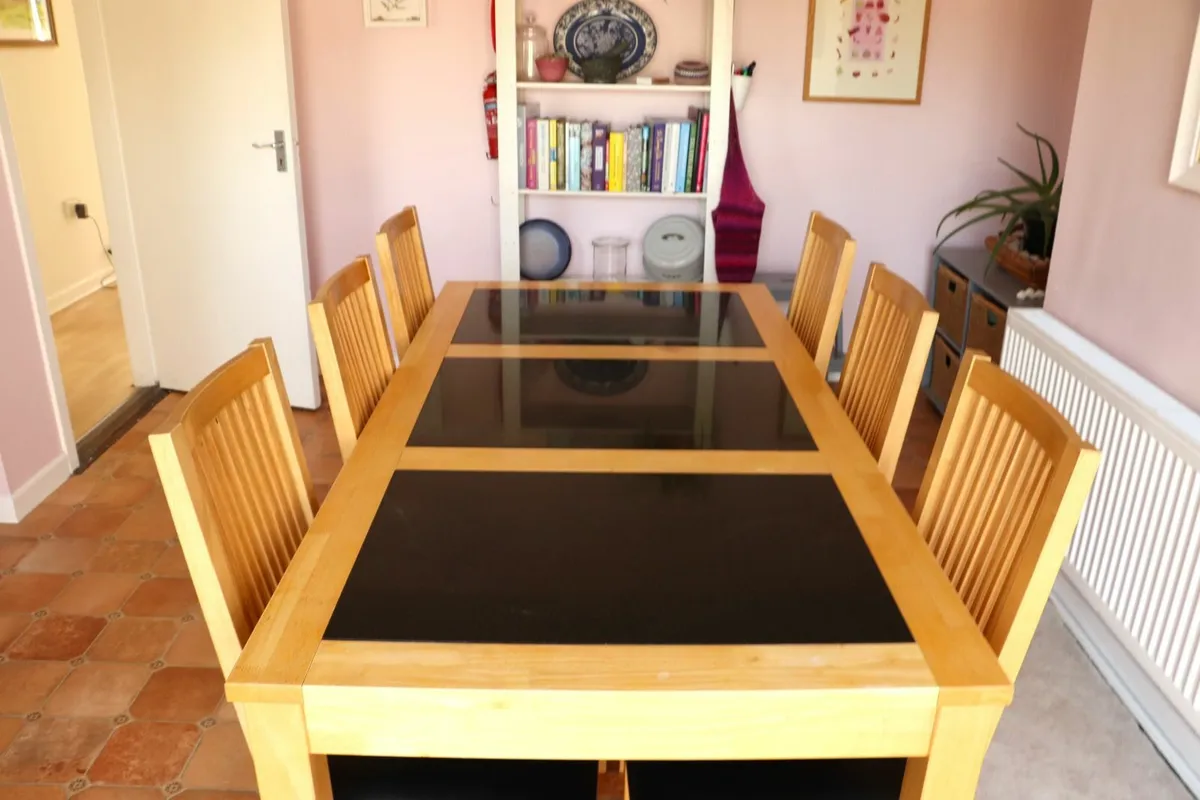 Beech Kitchen Table + 6 Chairs – Granite Inset - Image 4