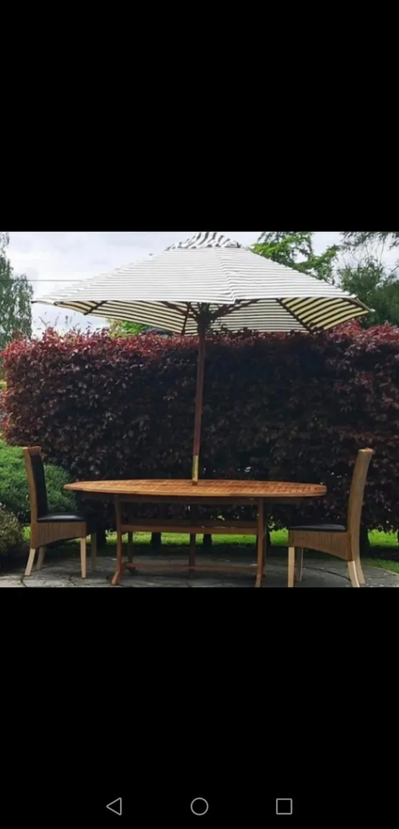 New Unusual. Oval Garden Solid Teak Adj. Table/Par
