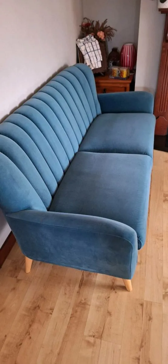 Teal Velvet 3 Seater Waldorf Sofa/couch EZ Living - Image 2