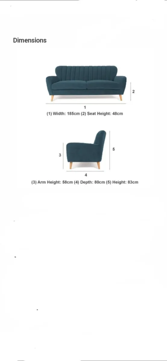 Teal Velvet 3 Seater Waldorf Sofa/couch EZ Living - Image 3