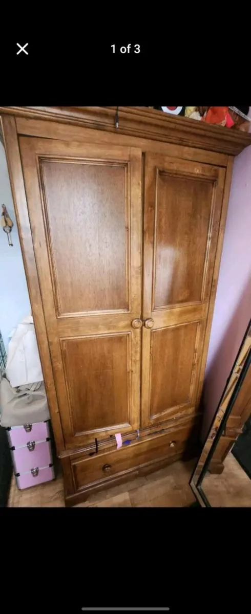 2 large solid pine wardrobes - Image 1