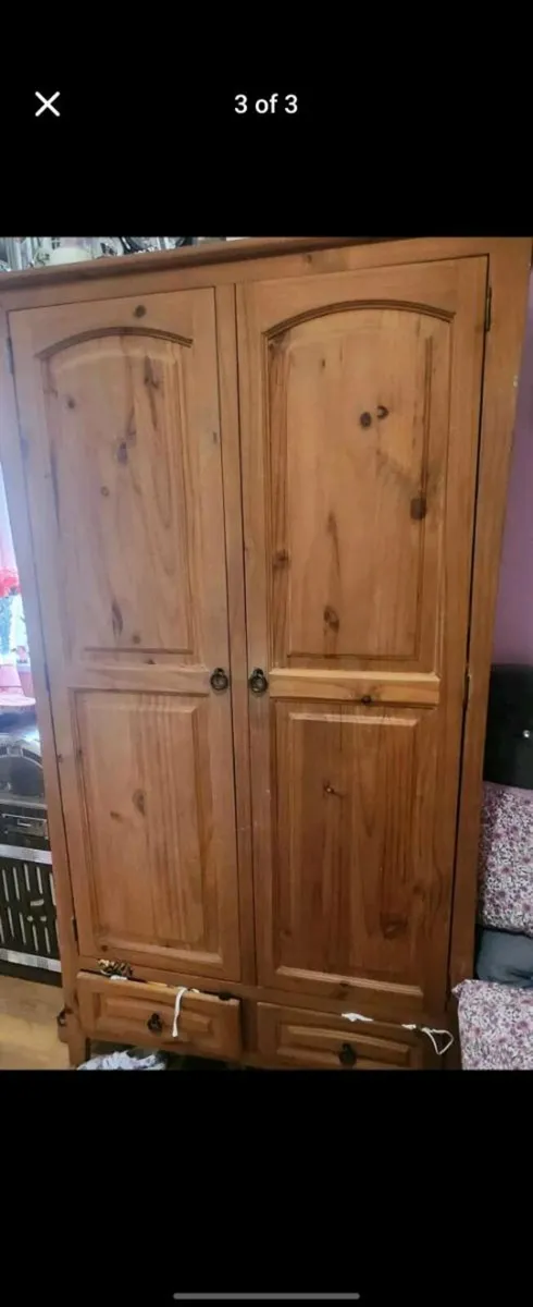 2 large solid pine wardrobes - Image 1