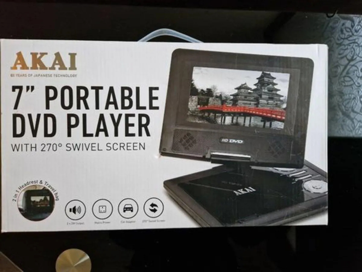 NEW IN BOX, AKAI 7 Inch Portable DVD Player - Image 1
