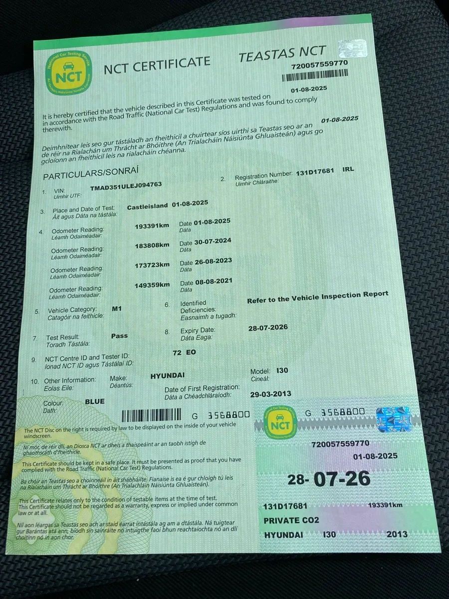 2013 HYUNDAI i30 NEW NCT 7/26 TAXED 10/25 - Image 2