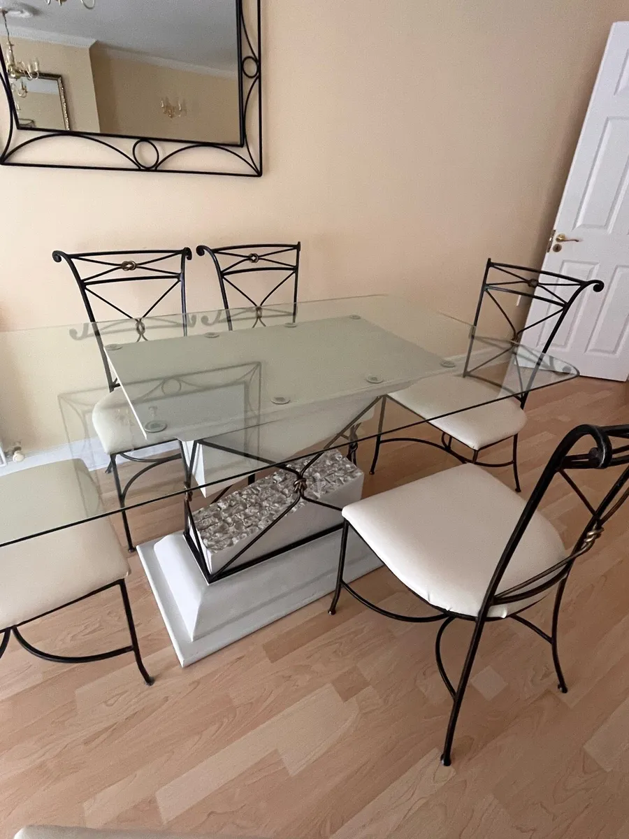 Elegant 6-Seater Glass Dining Table Set - Image 1