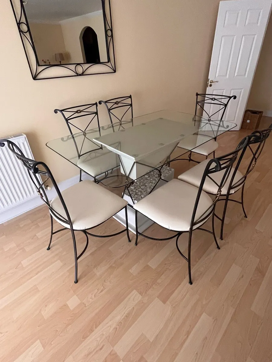 Elegant 6-Seater Glass Dining Table Set - Image 2