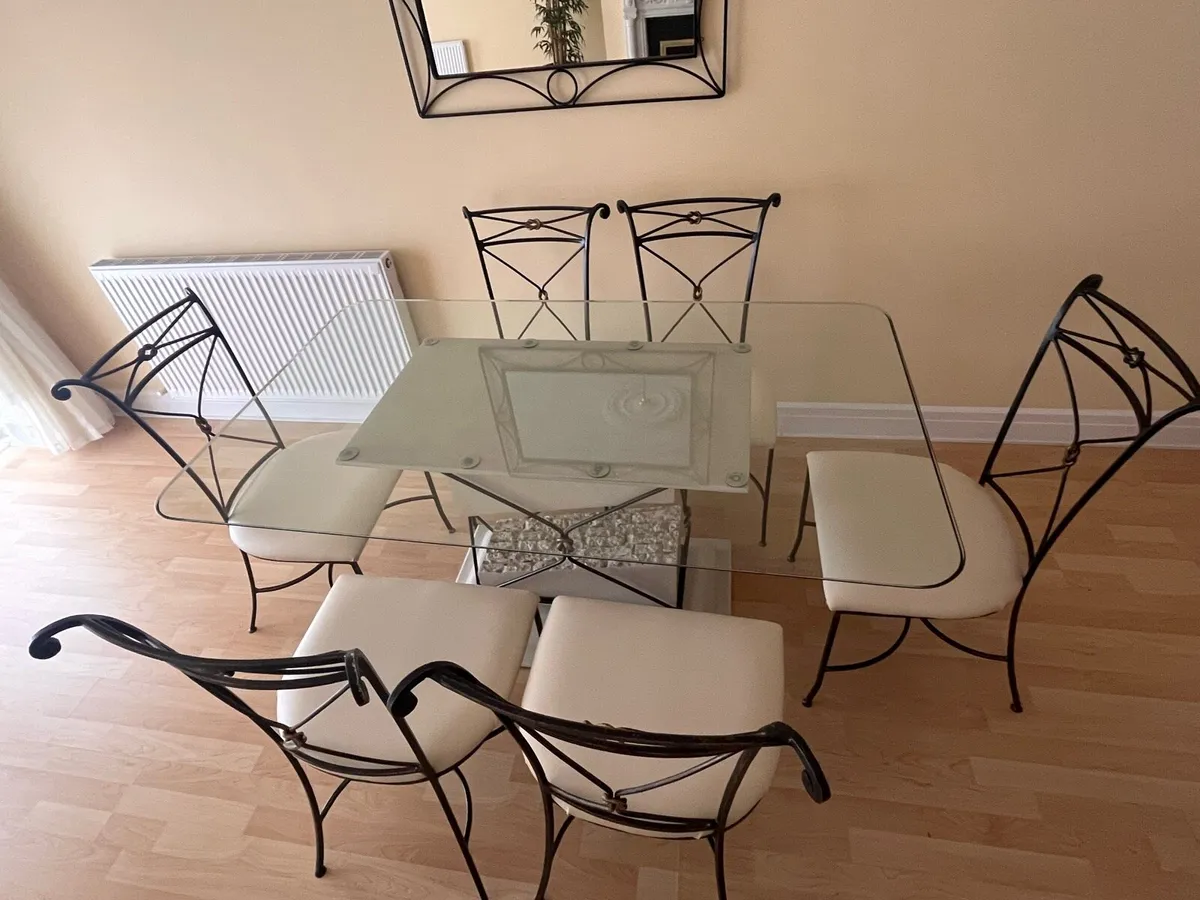 Elegant 6-Seater Glass Dining Table Set - Image 3