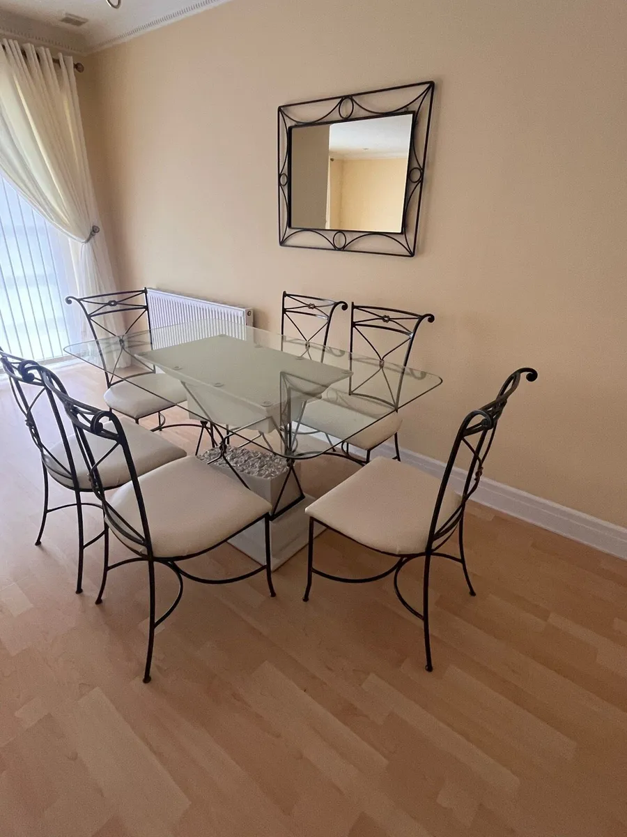 Elegant 6-Seater Glass Dining Table Set - Image 4