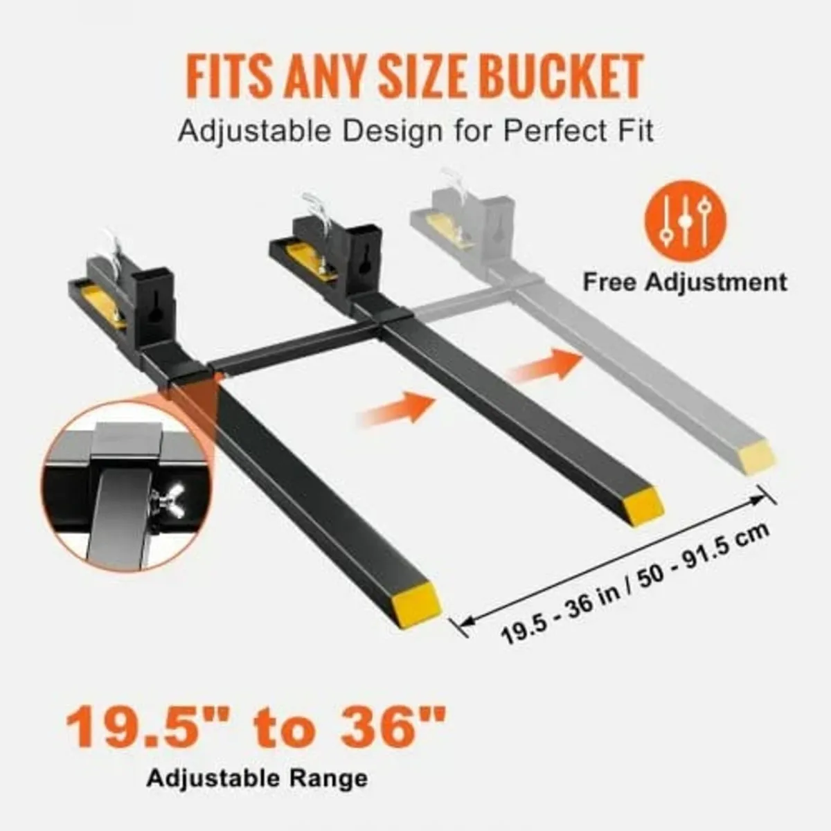907.2kg Clamp on Pallet Forks, 109.2cm Total Lengt - Image 2
