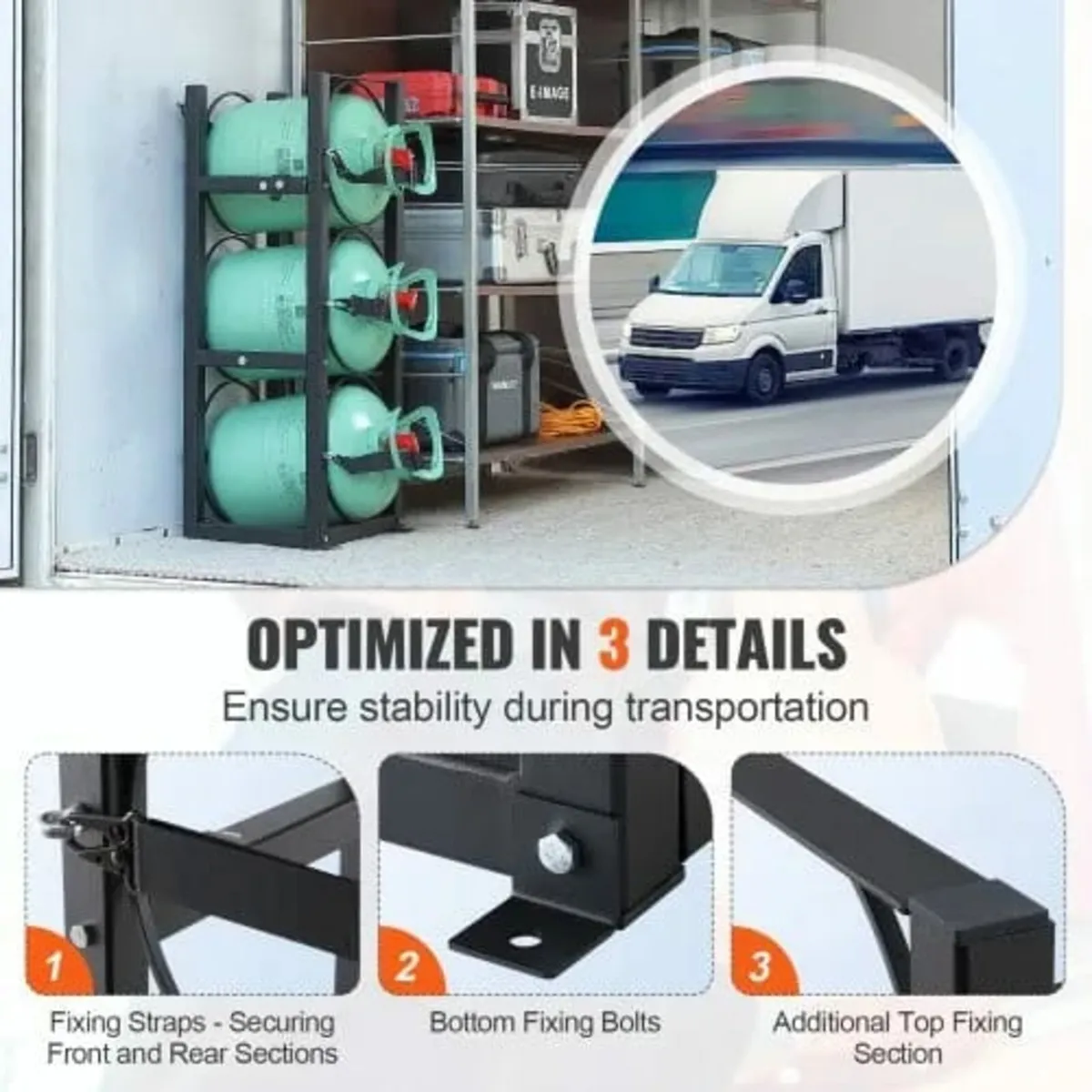 Refrigerant Tank Rack, with 3 x 30lbs Bottle Tanks - Image 3