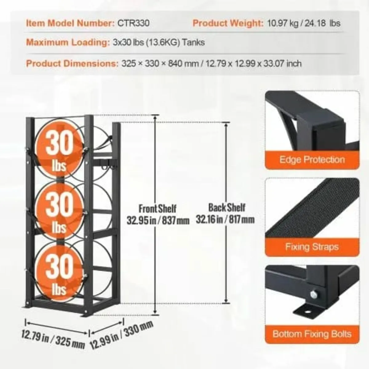Refrigerant Tank Rack, with 3 x 30lbs Bottle Tanks - Image 4