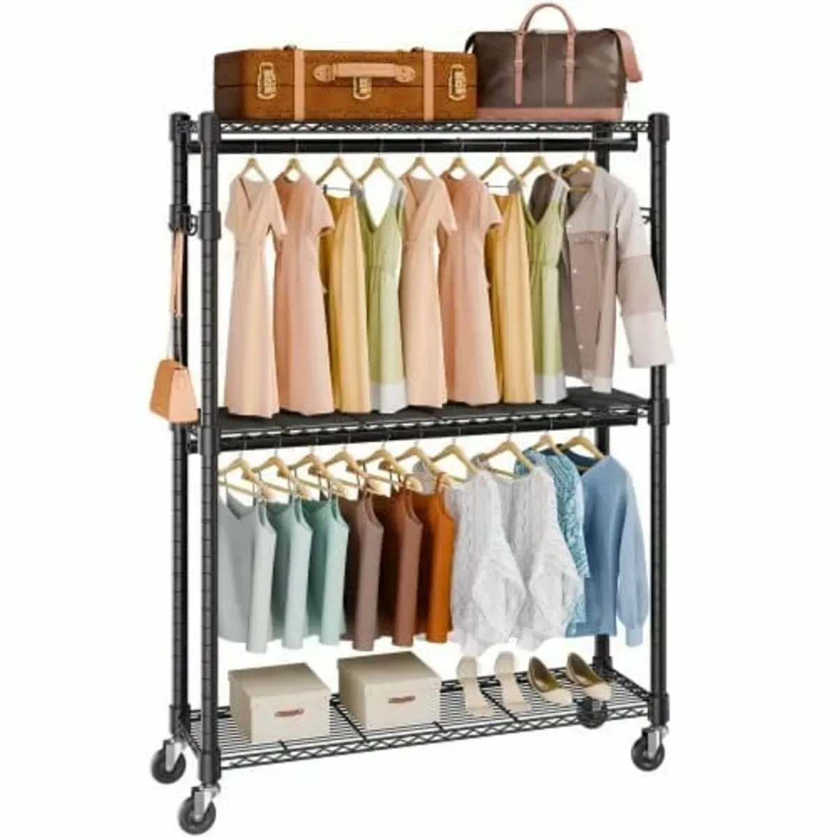 Heavy Duty Clothes Rack, Rolling Clothing Garment - Image 1