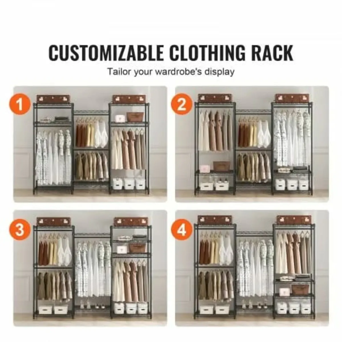 Heavy Duty Clothes Rack, Rolling Clothing Garment - Image 3