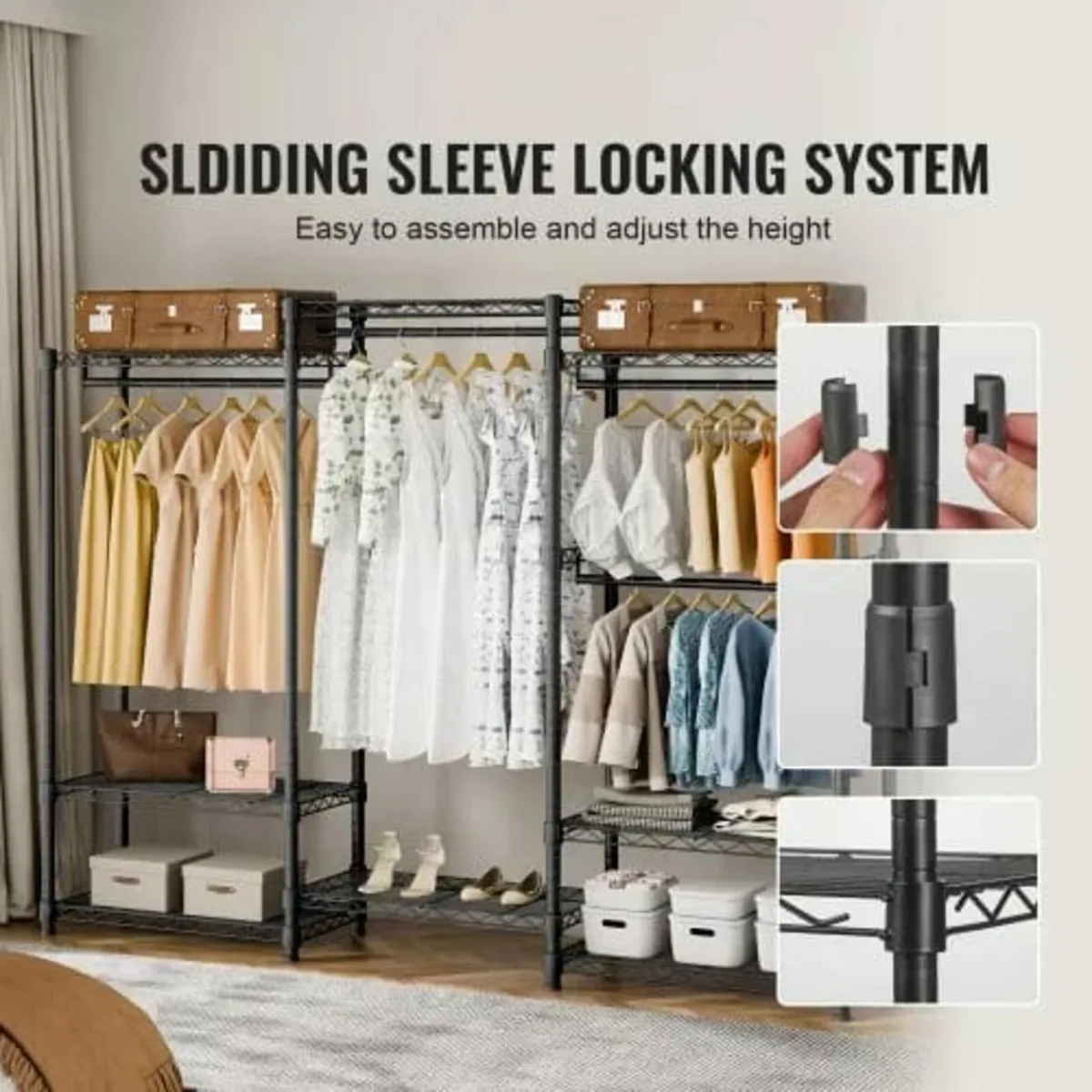 Heavy Duty Clothes Rack, Rolling Clothing Garment - Image 4