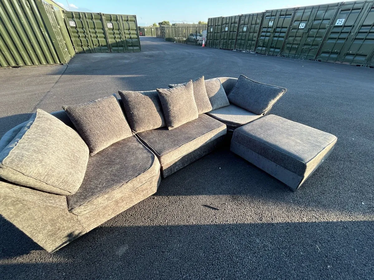 Grey 3 seater sofa with footstool - Image 1