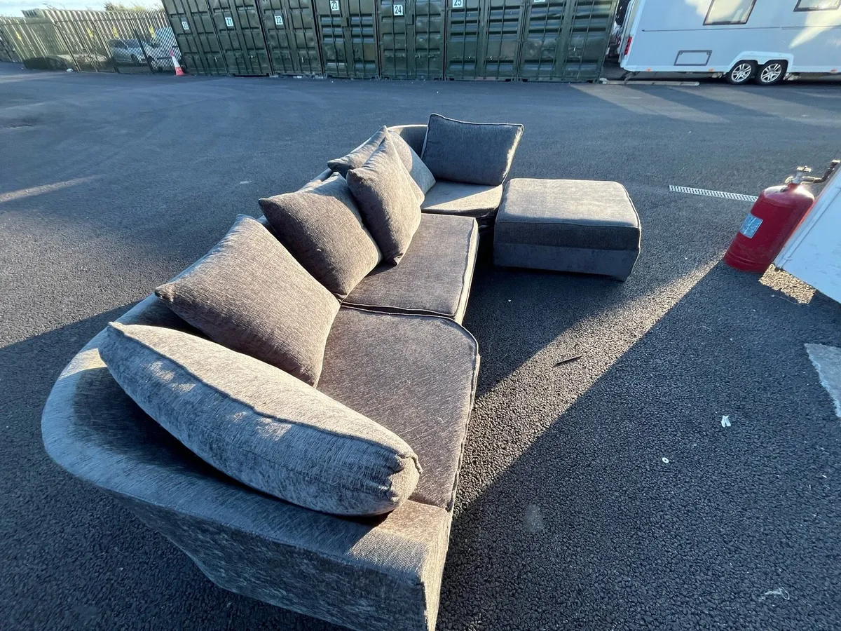 Grey 3 seater sofa with footstool - Image 2