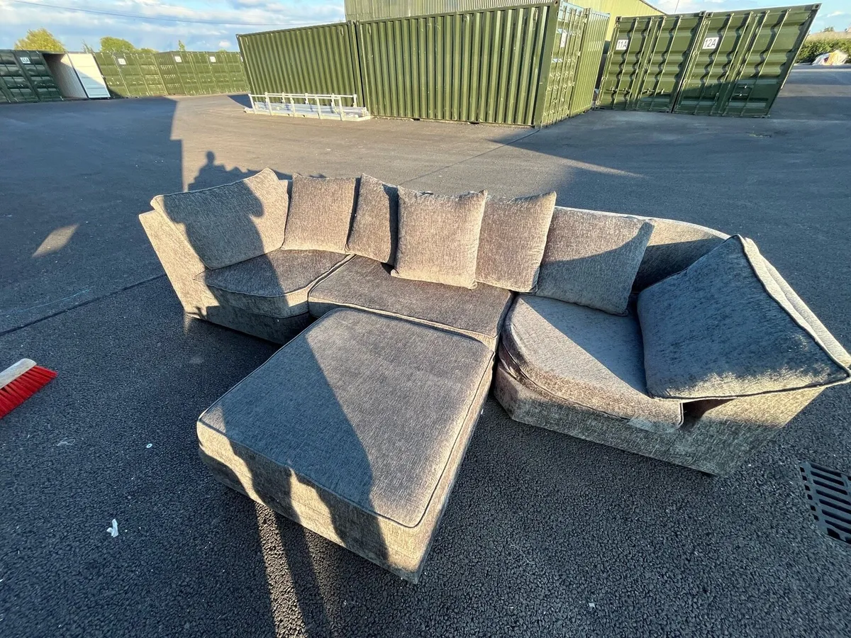 Grey 3 seater sofa with footstool - Image 4