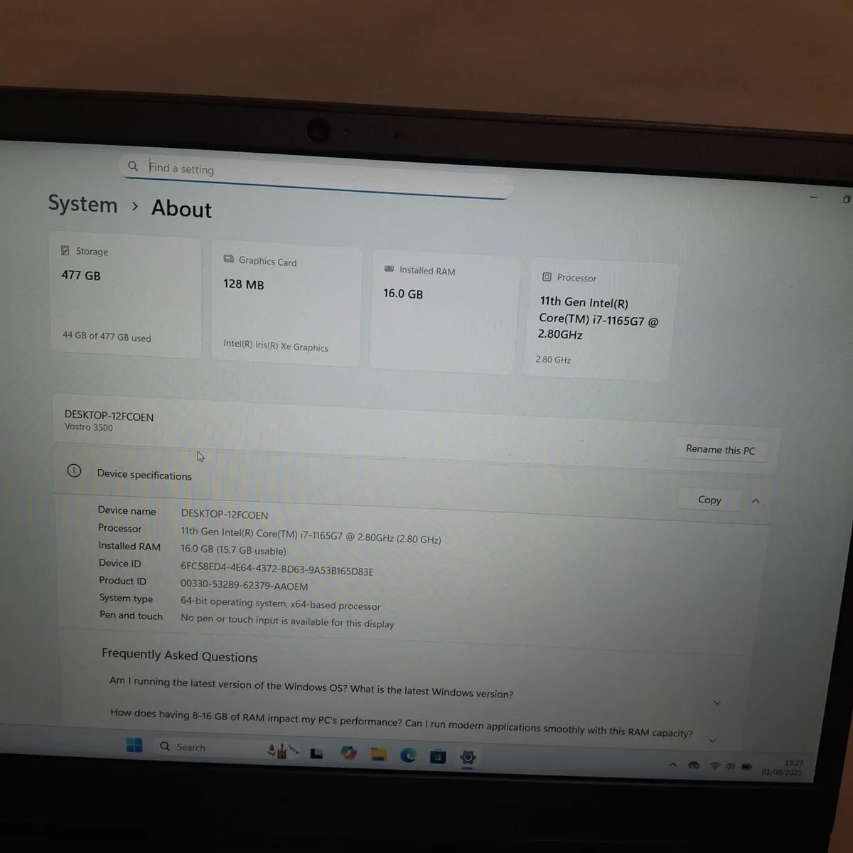 Dell Vostro 3500 Laptop | i7-1165G7 | 16GB RAM | - Image 2