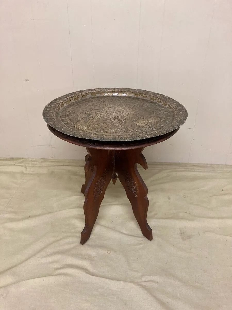 Indian Brass Table - Image 2
