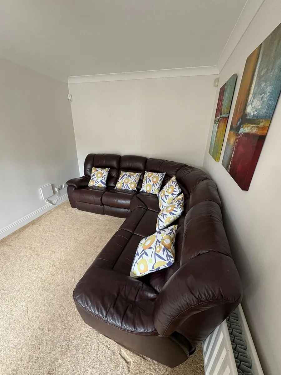 Corner leather sofa- Dark Brown - Image 2
