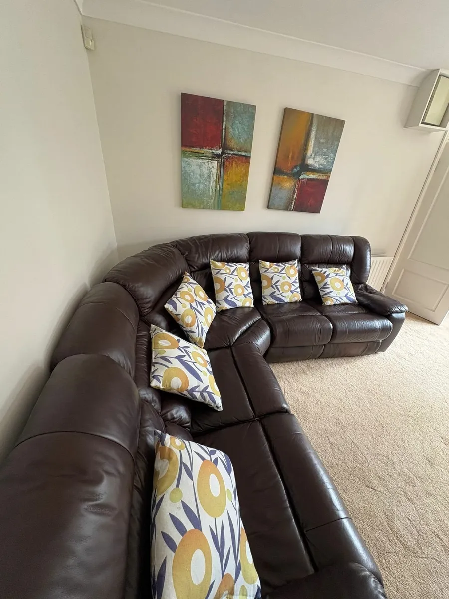 Corner leather sofa- Dark Brown - Image 3