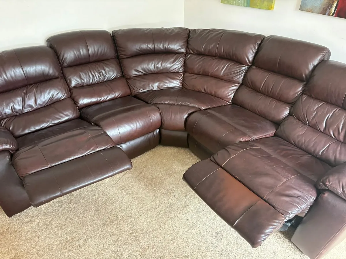 Corner leather sofa- Dark Brown - Image 4
