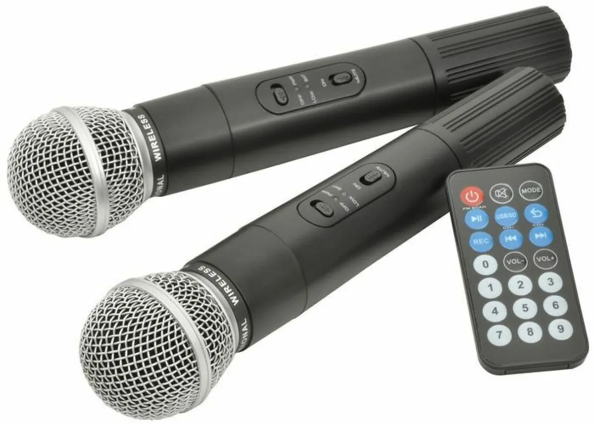 15" PA Bluetooth Speaker 2 VHF Wireles Mics - Image 2
