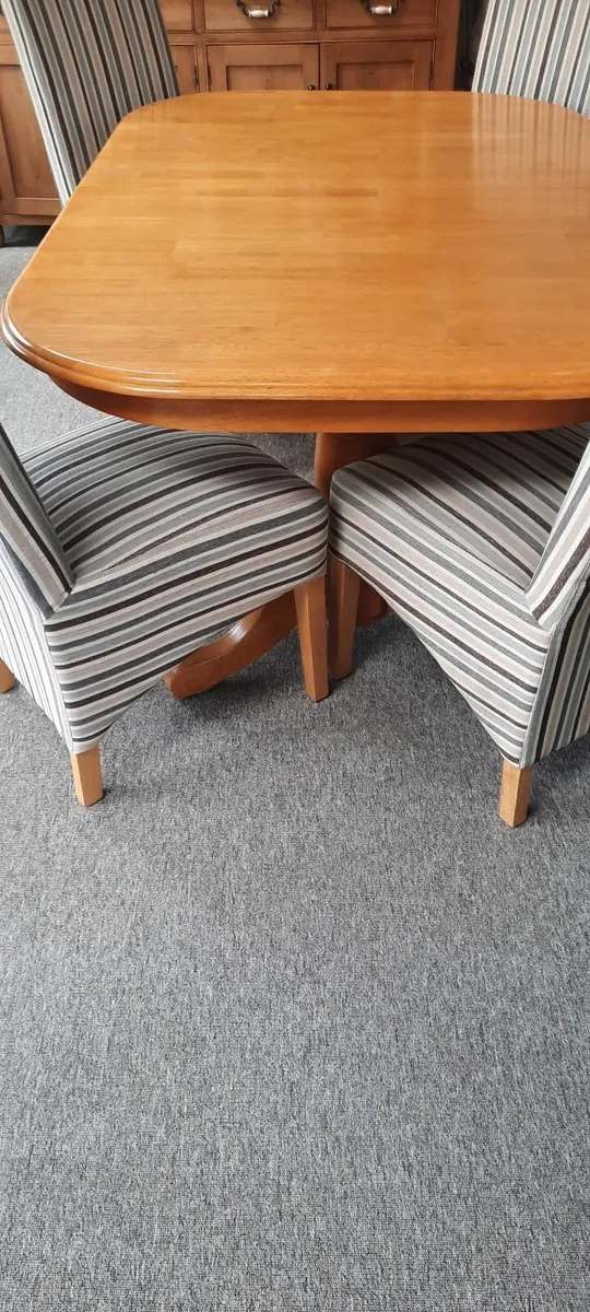 Dining table plus 4 high backed fabric chairs - Image 3