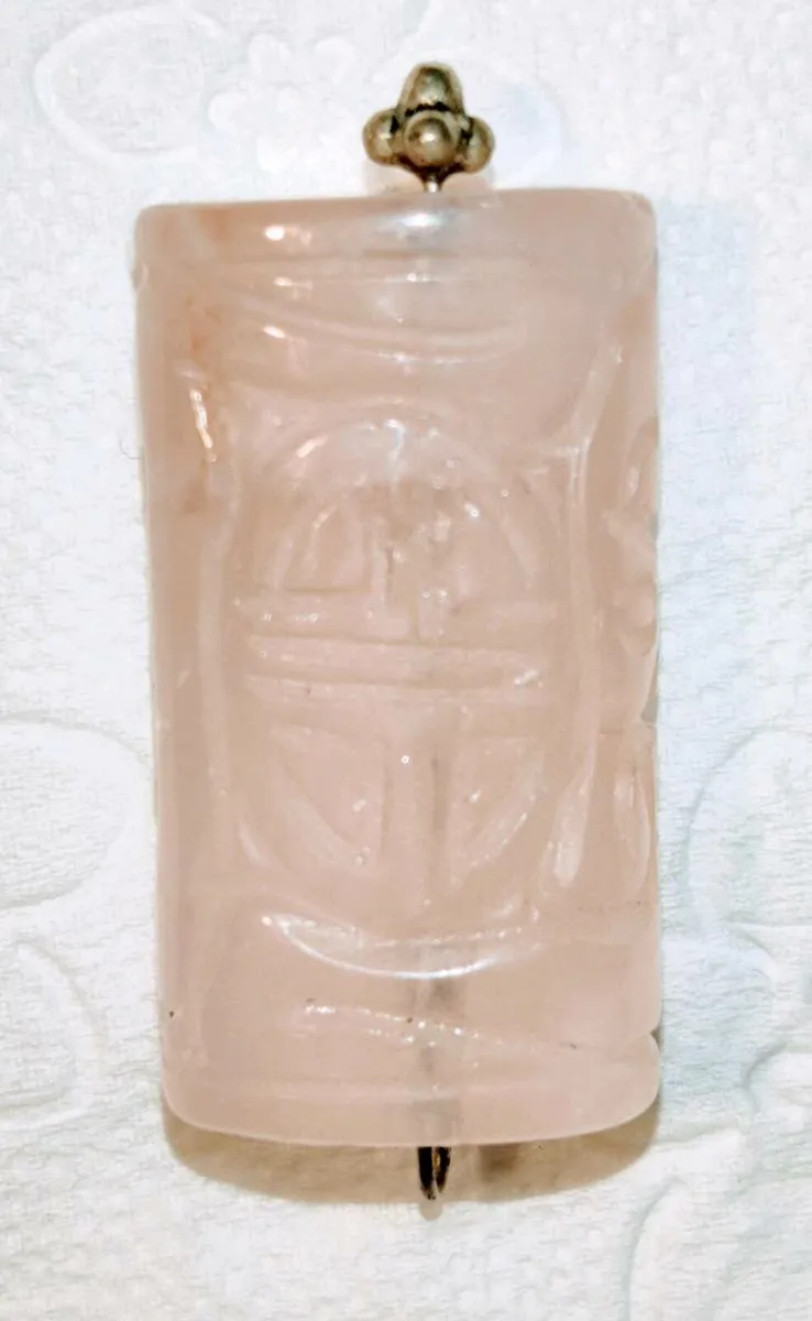 RARE , LARGE PINK QUARTZ, Hand Carved Pendant ! - Image 3