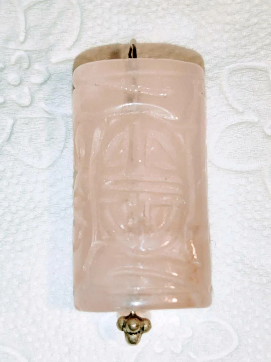 RARE , LARGE PINK QUARTZ, Hand Carved Pendant ! - Image 4