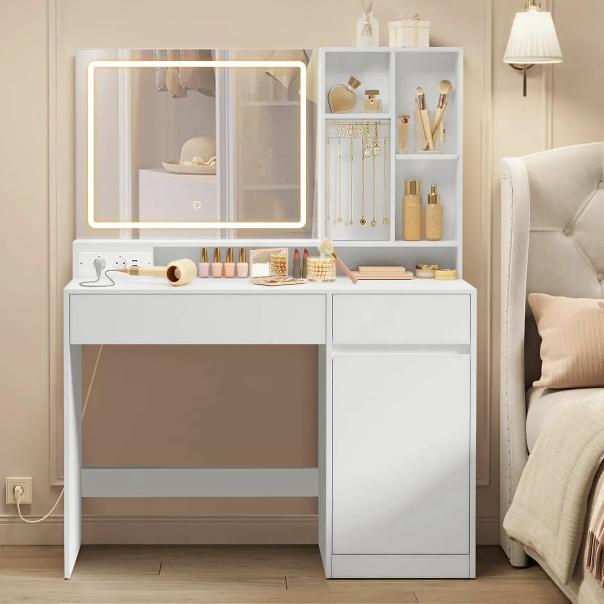 Dressing table with LED lighting 110 cm wide - Image 1