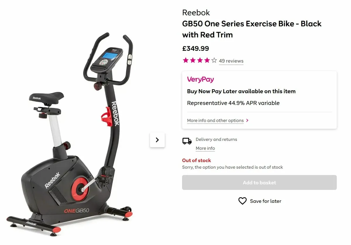 Rebook OneGB50 Exercise Bike - Image 2