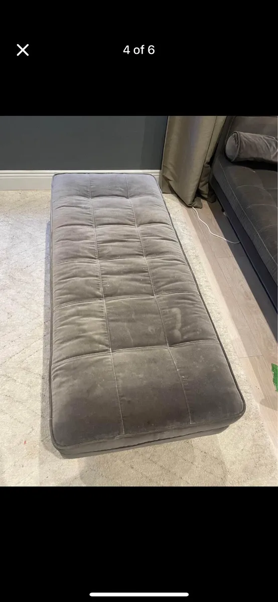 Concrete Grey Velvet Sofa & Footstool Set - Image 3