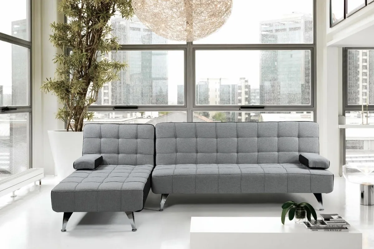 Corner Sofa Bed with Chaise Longue,Dark grey - Image 1