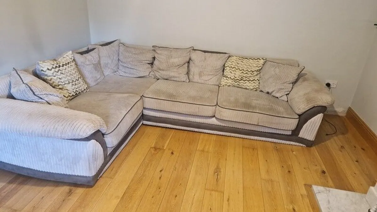 Grey L Shaped Couch with matching Swival Chair - Image 4