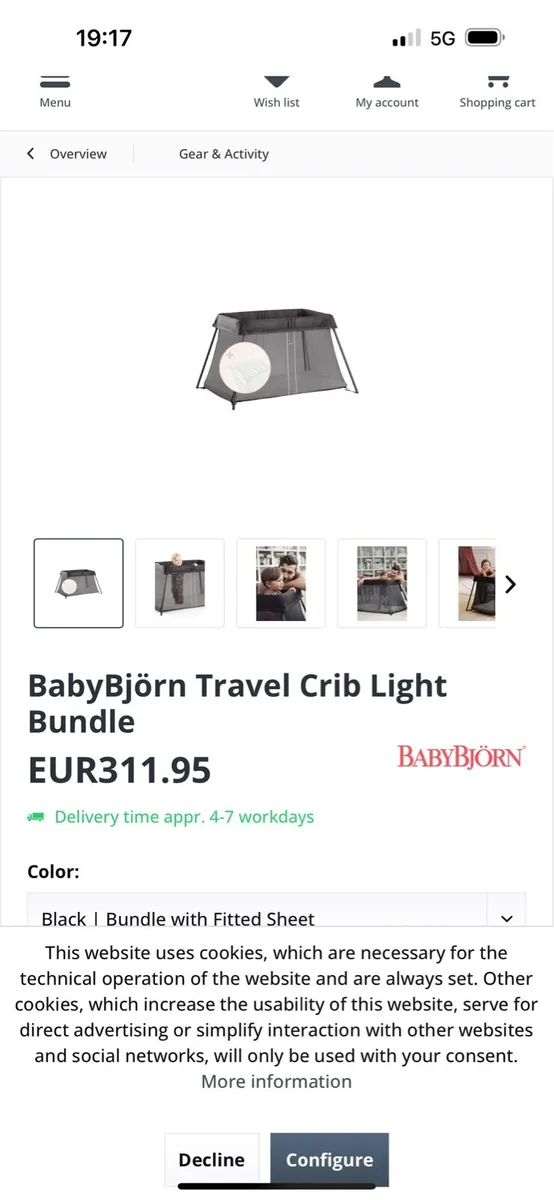 Babybjorn light travel cot - Image 1