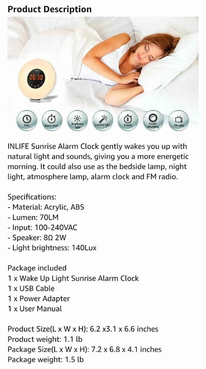 Natural Sound and Lights Clock and FM Radio - Image 2